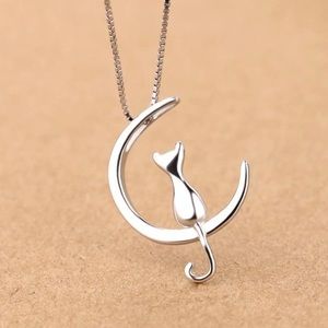 Beautiful cat in moon necklace